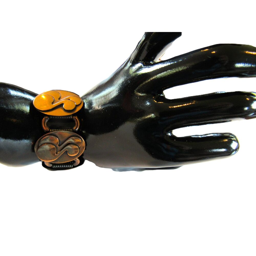 Vintage Copper bracelet modernist abstract link size 6.5